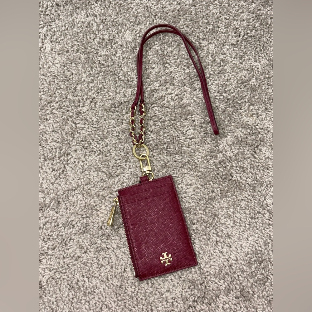 Tory Burch Emerson Card lanyard Burgundy - Picture 5 of 5